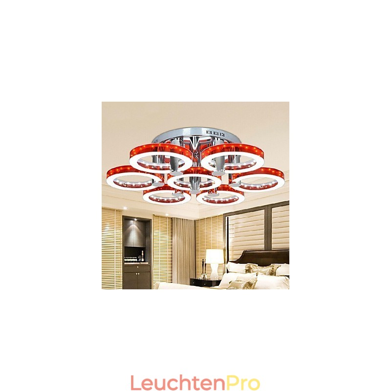 Roter Acryl-Kronleuchter mit 7 Lichtern (Chrom)