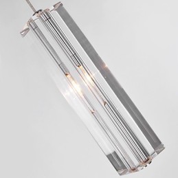 Moderne zeitgenössische Insel Kristall Chrom Metall Pendelleuchte