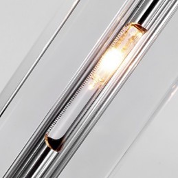 Moderne zeitgenössische Insel Kristall Chrom Metall Pendelleuchte