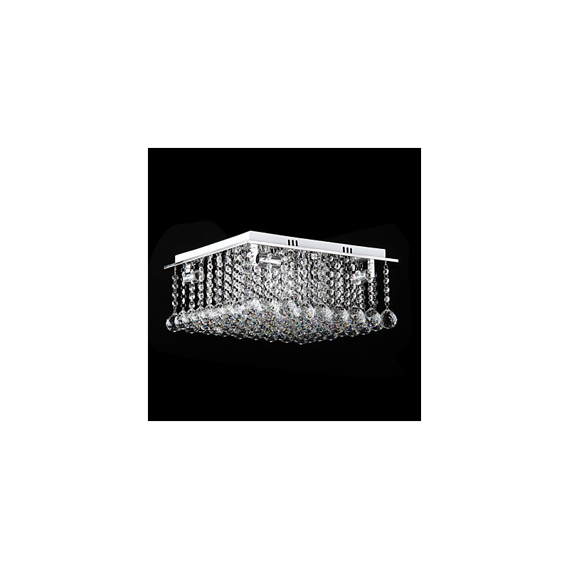 Moderne zeitgenössische Kristall galvanisierte Metall Flush Mount