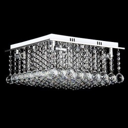 Moderne zeitgenössische Kristall galvanisierte Metall Flush Mount