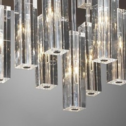 Moderne zeitgenössische Kristall Chrom Metall Unterputz