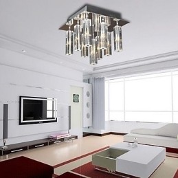 Moderne zeitgenössische Kristall Chrom Metall Unterputz