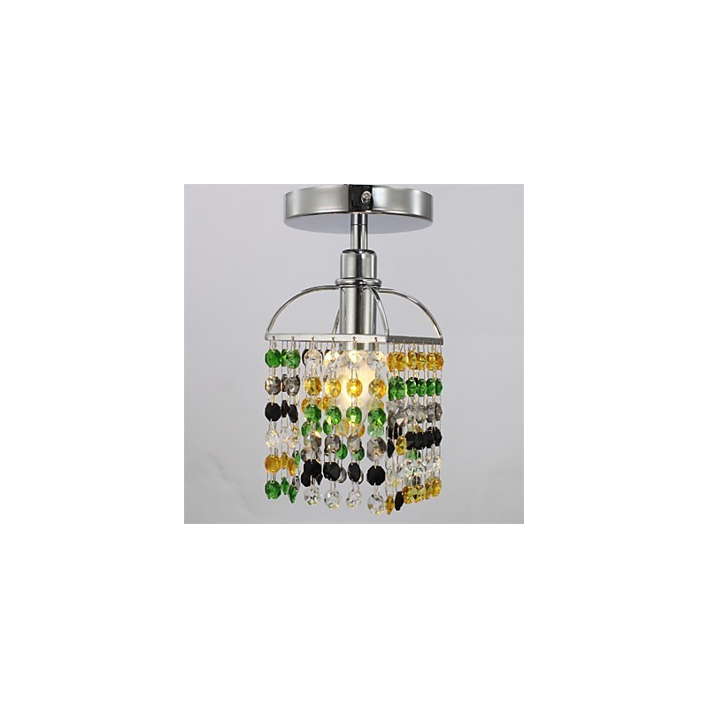 Moderne zeitgenössische Kristall galvanisierte Metall Flush Mount