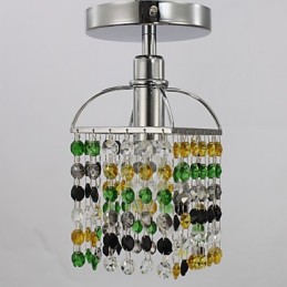 Moderne zeitgenössische Kristall galvanisierte Metall Flush Mount