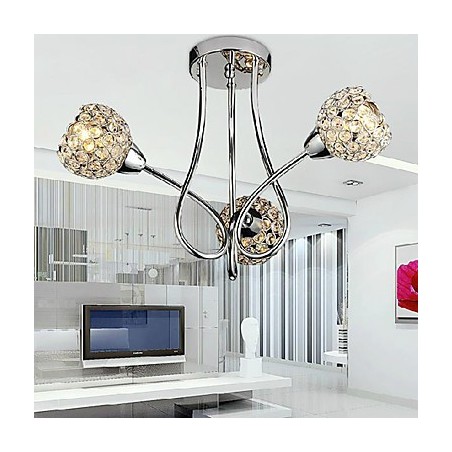 Moderne, glänzende Deckenleuchte mit 3 Lichtern im Kristalldesign Moderne, glänzende Deckenleuchte mit 3 Lichtern im Kristalldesign