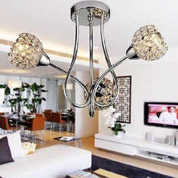 Moderne, glänzende Deckenleuchte mit 3 Lichtern im Kristalldesign