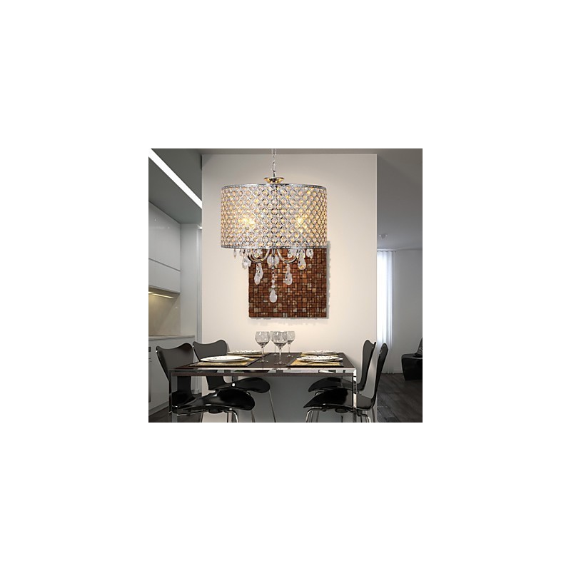 Trommel Kronleuchter Kristall Moderne 4 Lichter Pendelleuchte