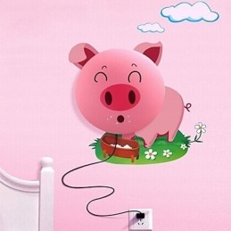 Tapete Wandleuchten Blumengesicht DIY Spaß Atmosphäre Nachtlicht Kinder Nachttischlampe Dekoration Rosa Schwein