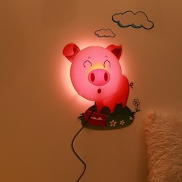 Schwein Hochtemperaturbeständiges Kunststofflicht und 10 ° C können kreative 3D-Tapeten-Wandlampe entfernen