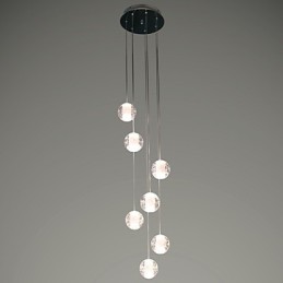 Moderne Pendelleuchte Pendelleuchte G4 Retroifit 7 Lichter Chrom Überzug Kristall für Treppenlicht
