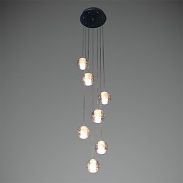 Moderne Pendelleuchte Pendelleuchte G4 Retroifit 7 Lichter Chrom Überzug Kristall für Treppenlicht