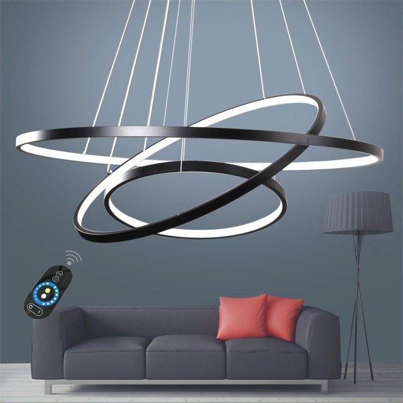 Dimmbare Pendelleuchte mit Fernbedienung Modernes Design Drei Ringe
