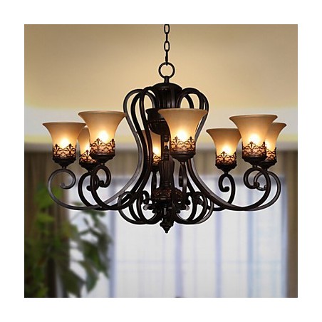 Kronleuchter Pendelleuchte 8 Lichter Vintage Country Island Metall + Glas Kronleuchter Pendelleuchte 8 Lichter Vintage Country Island Metall + Glas