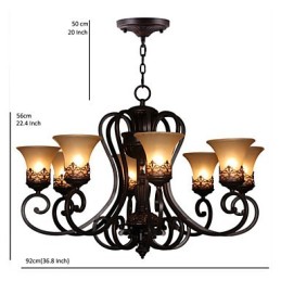 Kronleuchter Pendelleuchte 8 Lichter Vintage Country Island Metall + Glas