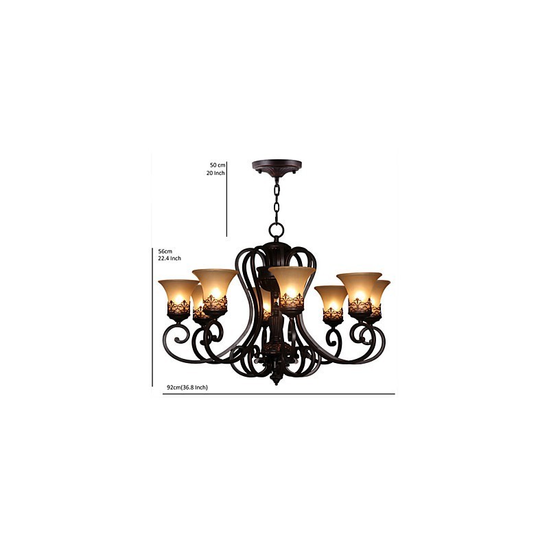 Kronleuchter Pendelleuchte 8 Lichter Vintage Country Island Metall + Glas