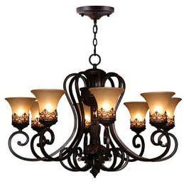Kronleuchter Pendelleuchte 8 Lichter Vintage Country Island Metall + Glas