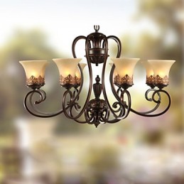Kronleuchter Pendelleuchte 8 Lichter Vintage Country Island Metall + Glas