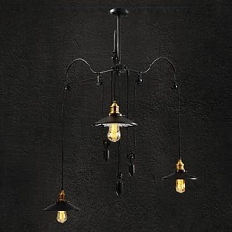 Vintage Pully Pendelleuchte 3 Insel Foyer Metall + Glas im Schirm