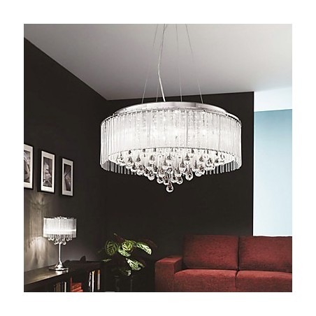 Moderne zeitgenössische Trommel Kristall Chrom Pendelleuchte Moderne zeitgenössische Trommel Kristall Chrom Pendelleuchte