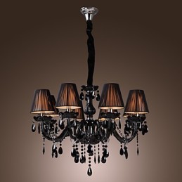 Kronleuchter Luxus Modern Schwarz Kristall Wohnzimmer 8 Lichter