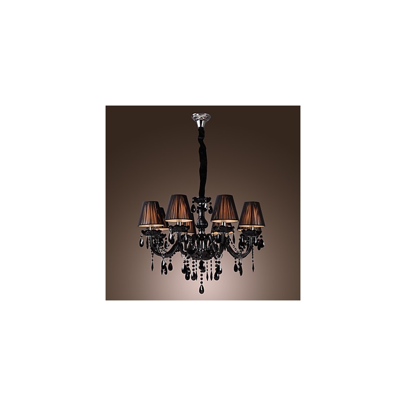 Kronleuchter Luxus Modern Schwarz Kristall Wohnzimmer 8 Lichter