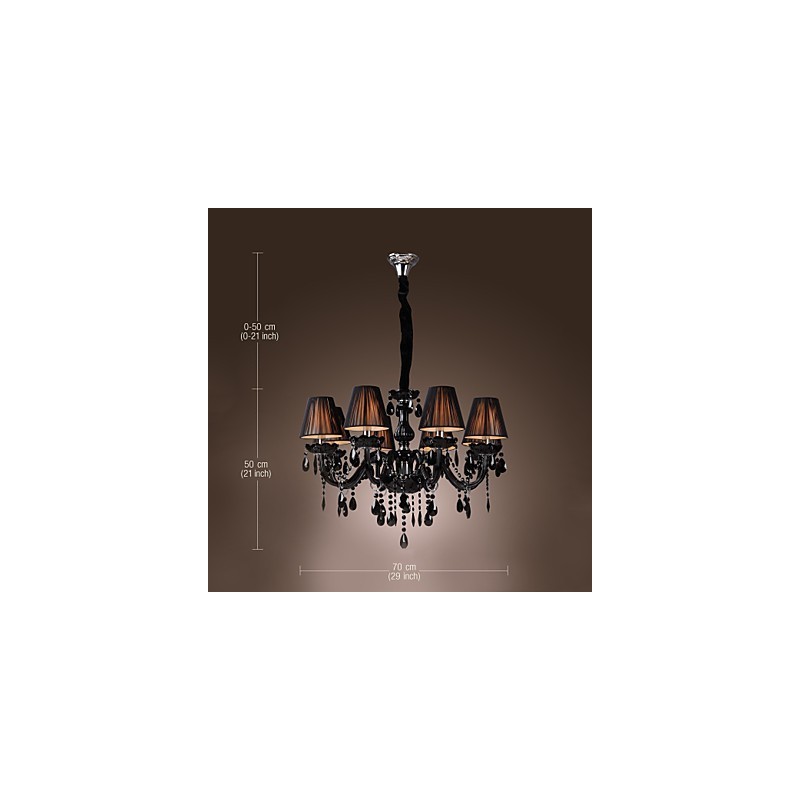 Kronleuchter Luxus Modern Schwarz Kristall Wohnzimmer 8 Lichter