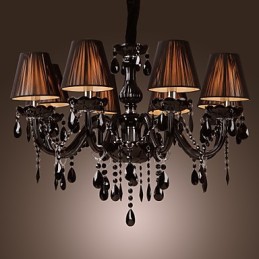 Kronleuchter Luxus Modern Schwarz Kristall Wohnzimmer 8 Lichter