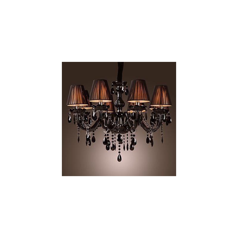 Kronleuchter Luxus Modern Schwarz Kristall Wohnzimmer 8 Lichter