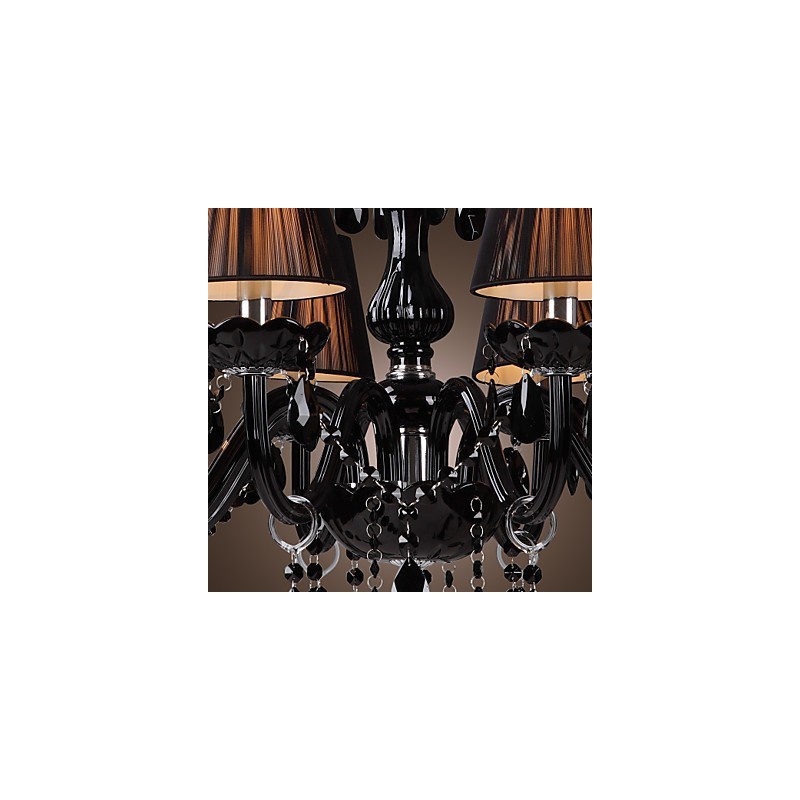 Kronleuchter Luxus Modern Schwarz Kristall Wohnzimmer 8 Lichter