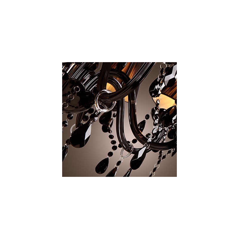 Kronleuchter Luxus Modern Schwarz Kristall Wohnzimmer 8 Lichter