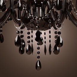 Kronleuchter Luxus Modern Schwarz Kristall Wohnzimmer 8 Lichter