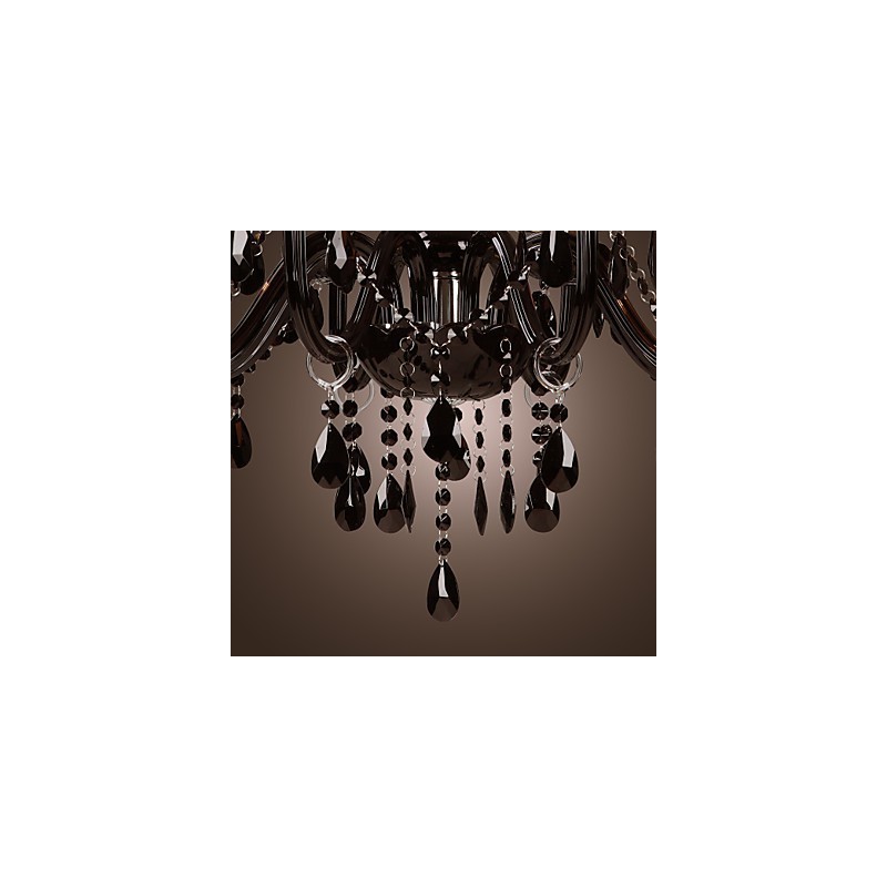 Kronleuchter Luxus Modern Schwarz Kristall Wohnzimmer 8 Lichter