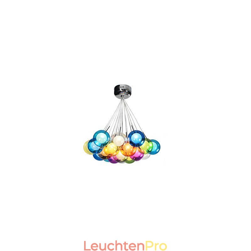 Moderne Bubble Globe Pendelleuchte aus farbigem Glas mit 19 Lichtern