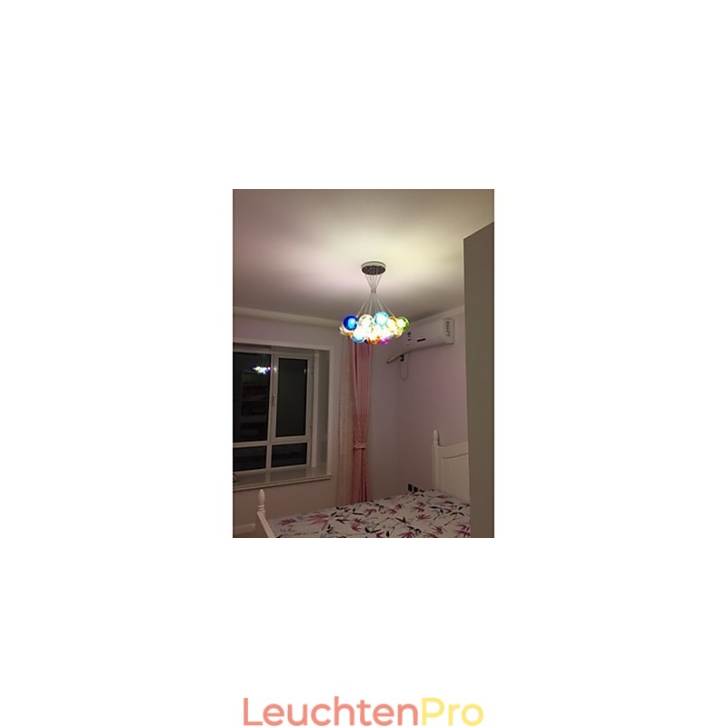 Moderne Bubble Globe Pendelleuchte aus farbigem Glas mit 19 Lichtern
