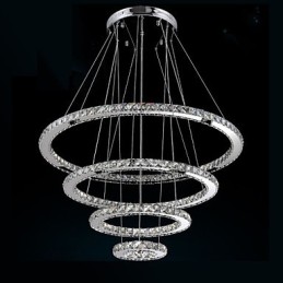 Moderne Pendelleuchte aus klarem Kristall, Deckenleuchter, Lampe mit D100CM + D80CM + D60CM + D40CM
