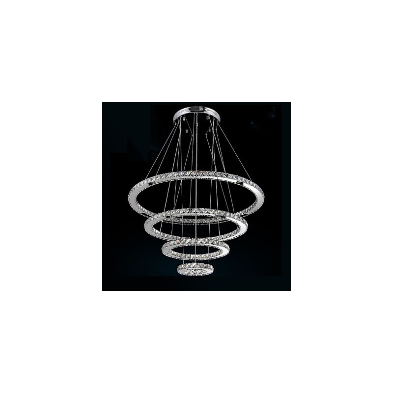 Moderne Pendelleuchte aus klarem Kristall, Deckenleuchter, Lampe mit D100CM + D80CM + D60CM + D40CM