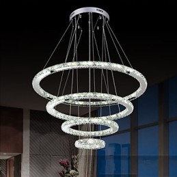 Moderne Pendelleuchte aus klarem Kristall, Deckenleuchter, Lampe mit D100CM + D80CM + D60CM + D40CM