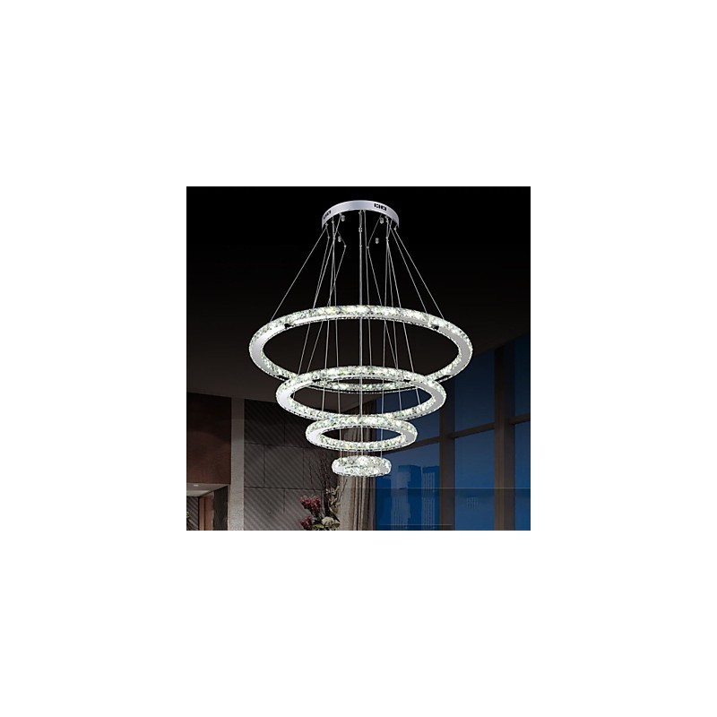 Moderne Pendelleuchte aus klarem Kristall, Deckenleuchter, Lampe mit D100CM + D80CM + D60CM + D40CM