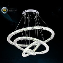 Moderne Pendelleuchte aus klarem Kristall, Deckenleuchter, Lampe mit D100CM + D80CM + D60CM + D40CM