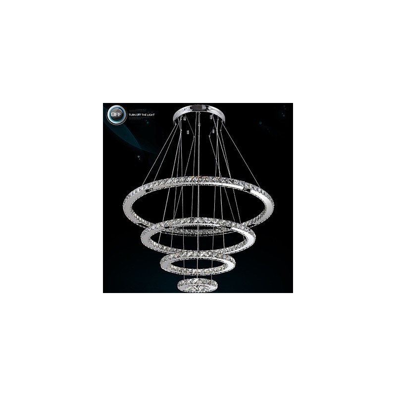 Moderne Pendelleuchte aus klarem Kristall, Deckenleuchter, Lampe mit D100CM + D80CM + D60CM + D40CM