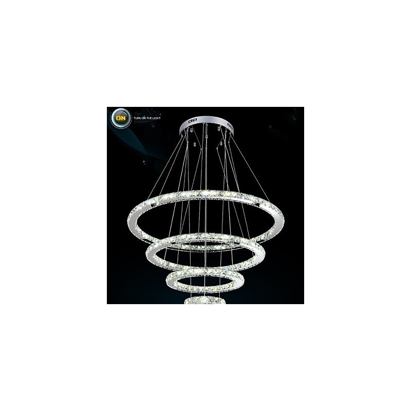 Moderne Pendelleuchte aus klarem Kristall, Deckenleuchter, Lampe mit D100CM + D80CM + D60CM + D40CM