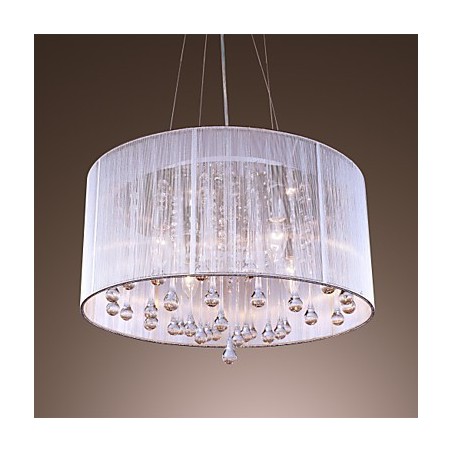 Moderne zeitgenössische Trommel Kristall Galvanisierte Metall Pendelleuchte Moderne zeitgenössische Trommel Kristall Galvanisierte Metall Pendelleuchte