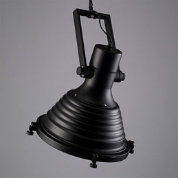 Schwarze Retro-Hängelampe aus Eisen und Glasschirm
