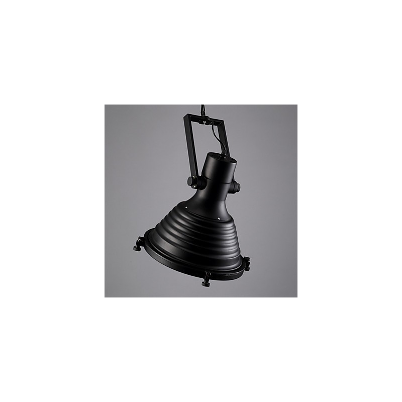 Schwarze Retro-Hängelampe aus Eisen und Glasschirm