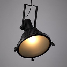 Schwarze Retro-Hängelampe aus Eisen und Glasschirm