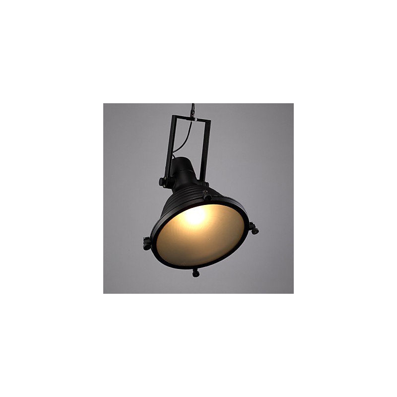 Schwarze Retro-Hängelampe aus Eisen und Glasschirm
