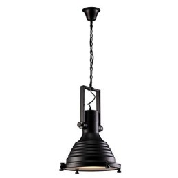 Schwarze Retro-Hängelampe aus Eisen und Glasschirm