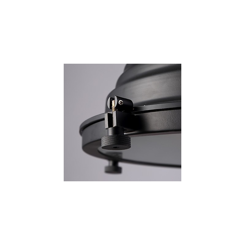 Schwarze Retro-Hängelampe aus Eisen und Glasschirm
