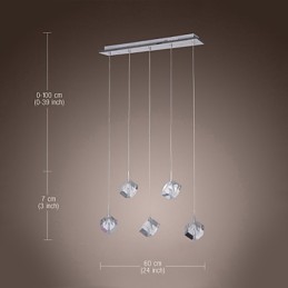 Moderne zeitgenössische Insel Kristall Chrom Pendelleuchte